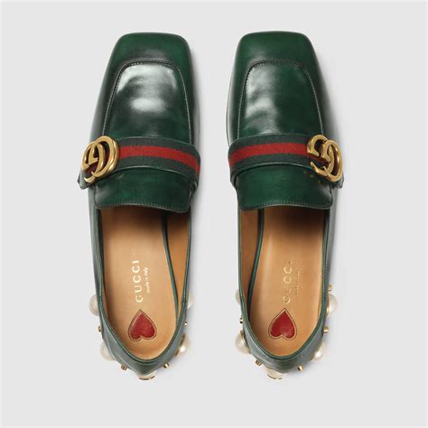 green gucci loafers womens|gucci pearl loafer.